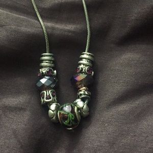 Purple and silver beaded necklace